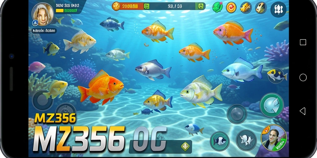 Tampilan gameplay MZ356 yang menampilkan aksi Tembak Ikan.
