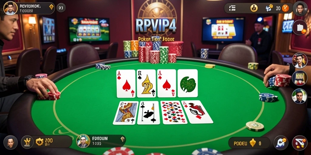 Screenshot gameplay RPVIP4 menampilkan suasana meja poker yang dinamis.