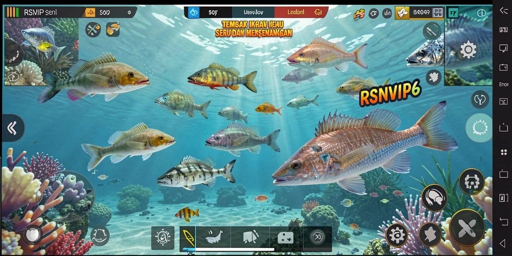 Tampilan gameplay RSNVIP6 yang menarik dan seru dalam menangkap ikan.