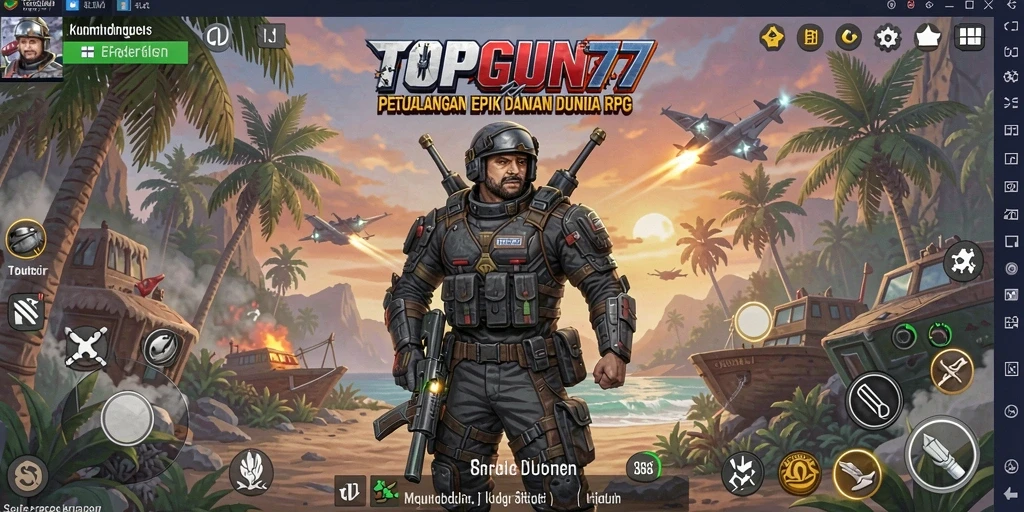 Gambaran gameplay mendebarkan dalam petualangan RPG TOPGUN77.