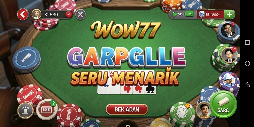 Tampilan seru gameplay Gaple yang mengasyikkan di WOW77.