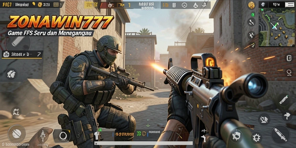 Screenshot gameplay ZONAWIN777 dengan aksi tembak-menembak yang mendebarkan.